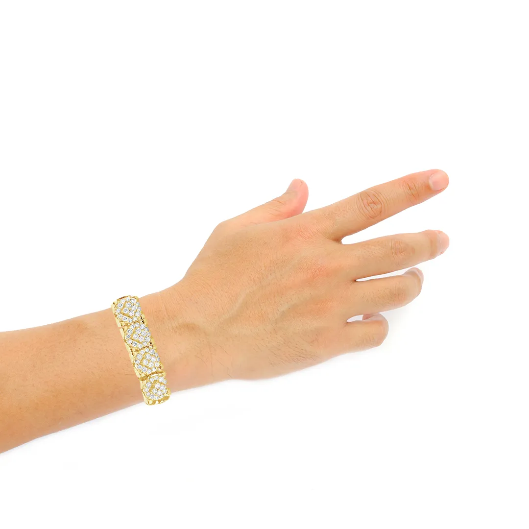 10K Solid Yellow Gold 8.05CT tw Round Cut Custom Diamond Bracelet