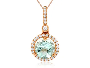 14k Rose Gold 1.15ct Aquamarine &amp; .18cttw Diamond Necklace