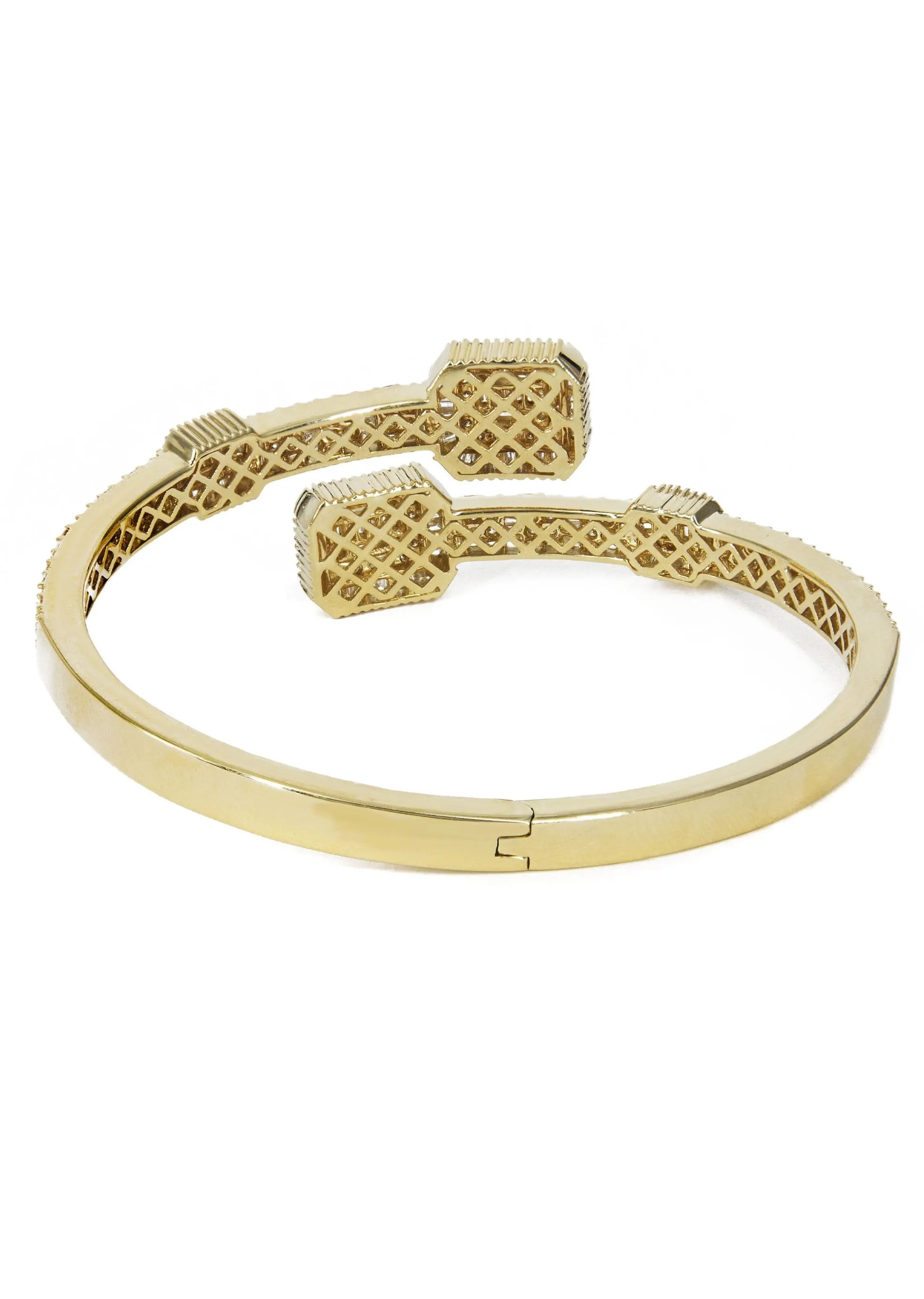 14K Yellow Gold Diamond Baguette Bangle Bracelet | 29 Grams | 3.29 Carats