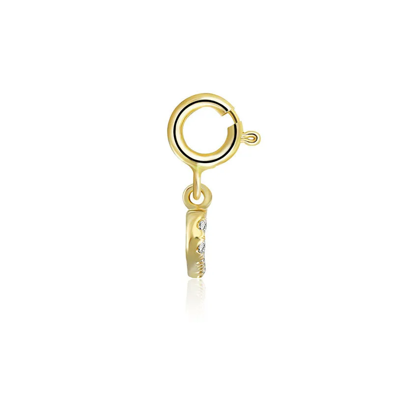 18k Gold Hollow Heart Shape Diamond Charms