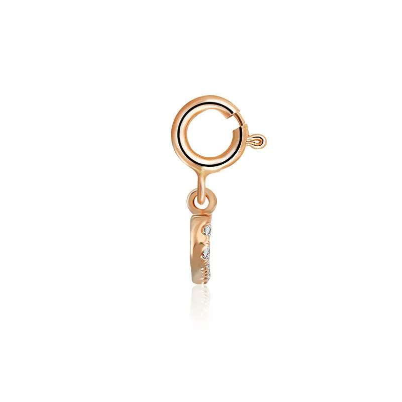 18k Gold Hollow Heart Shape Diamond Charms
