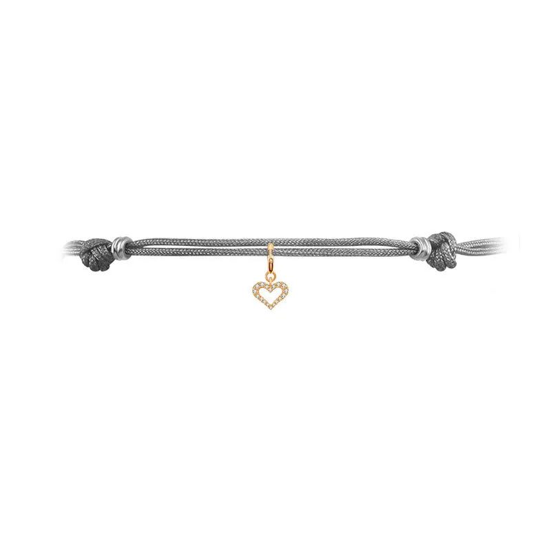 18k Gold Hollow Heart Shape Diamond Charms
