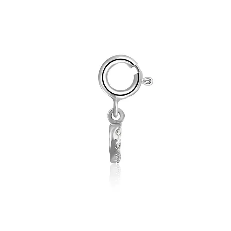 18k Gold Hollow Heart Shape Diamond Charms