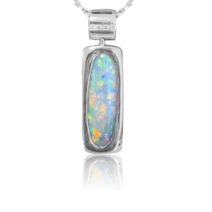 18kt White Gold Opal and Diamond pendant