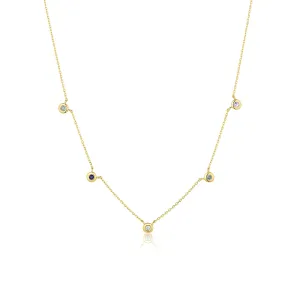 5 Birthstone Bezel Stationary Necklace