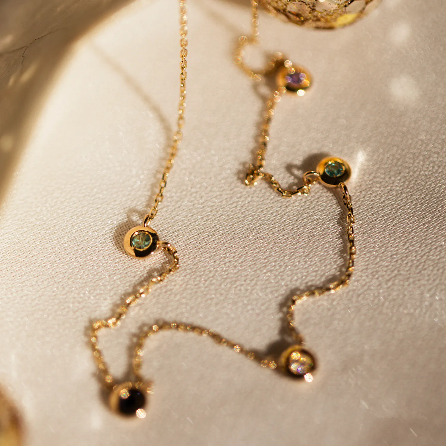 5 Birthstone Bezel Stationary Necklace