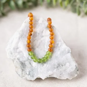 Adults | Green Sea Glass   Raw Cognac Amber Necklace