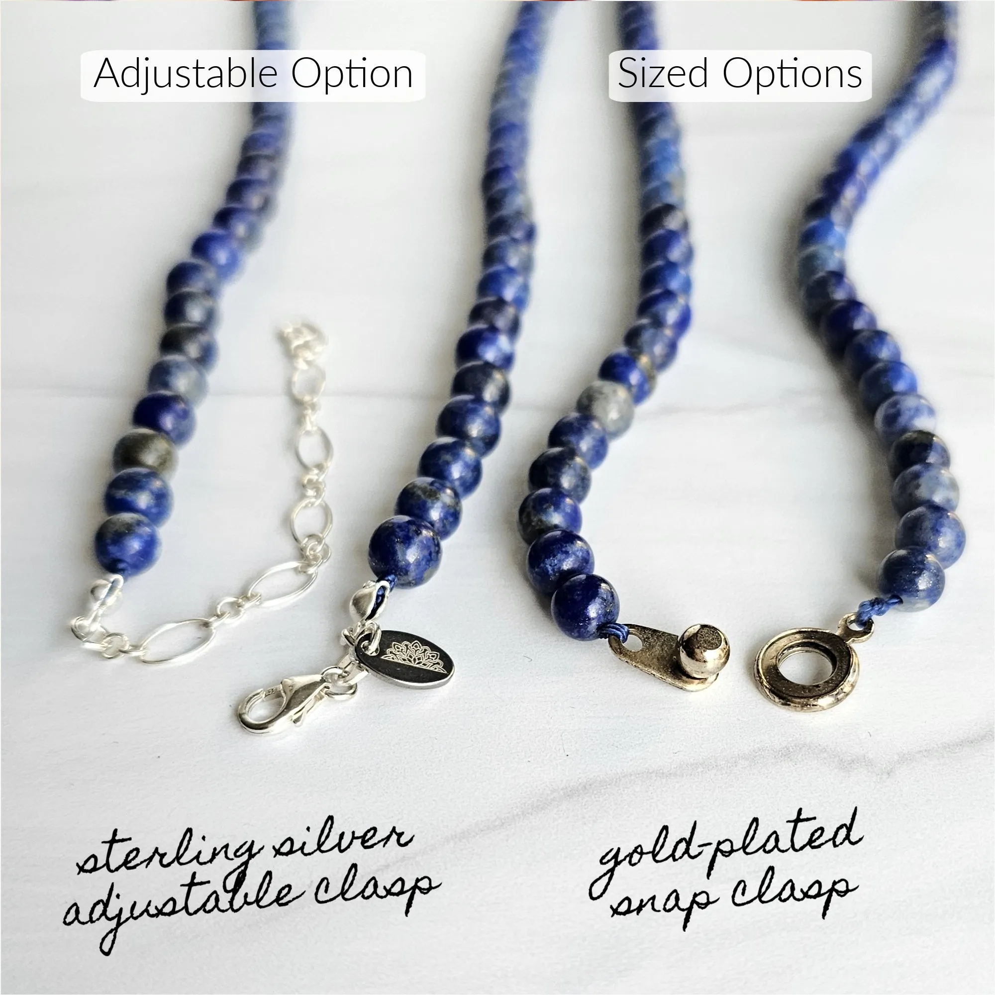 Adults | Marine Blue Sea Glass   Raw Cognac Amber Necklace