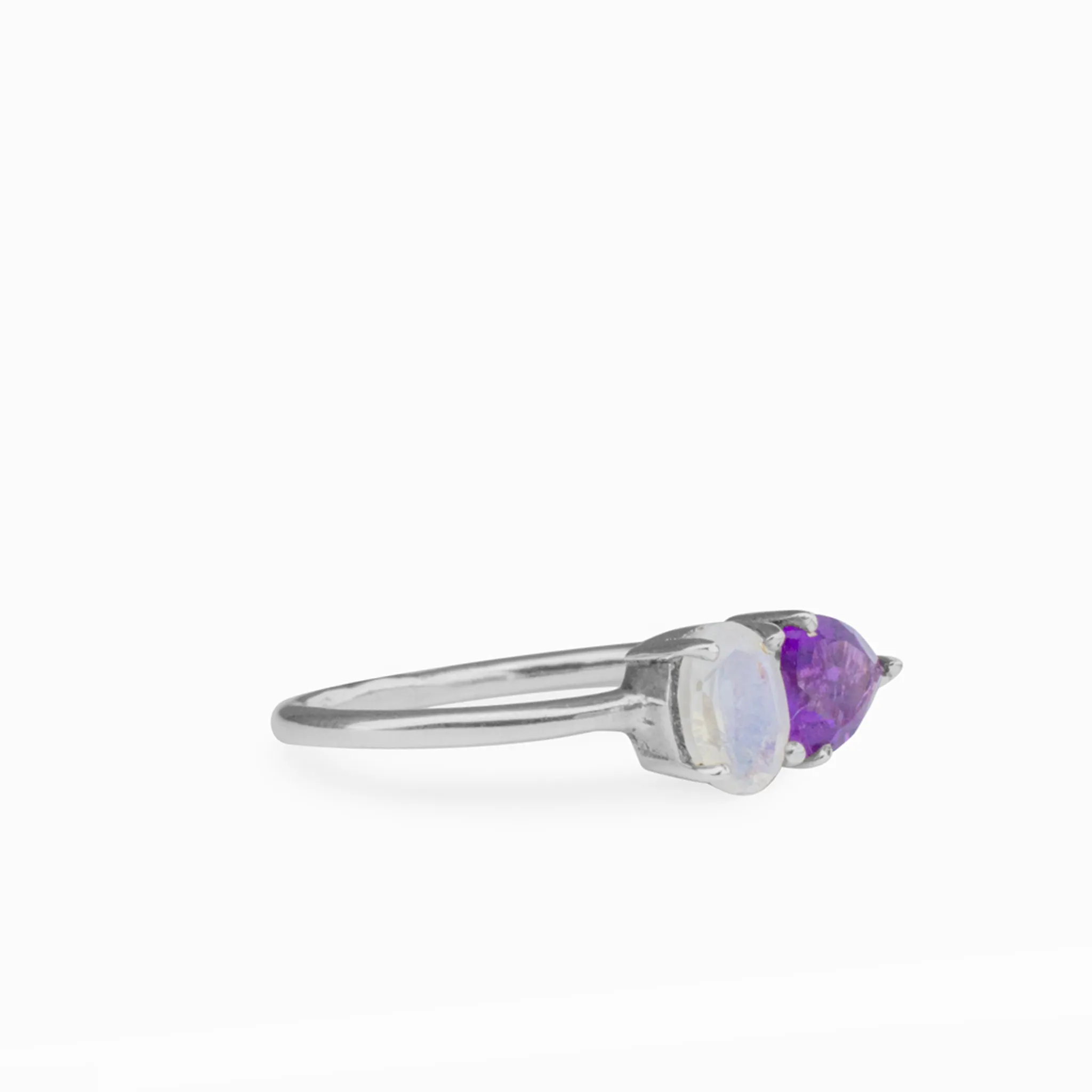 Amethyst & Rainbow Moonstone Ring