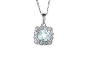 Amore Argento Sterling Silver CZ & Aquamarine Pendant & Chain
