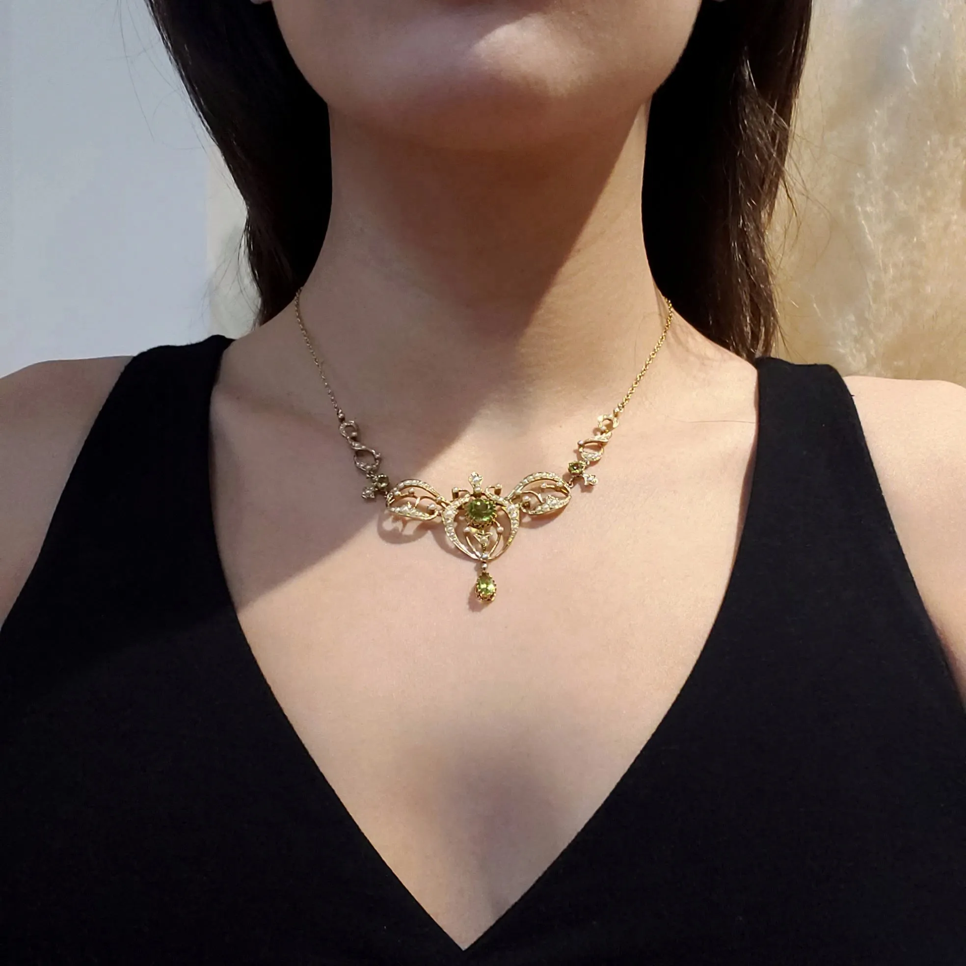 Antique Birks Peridot Lavaliere