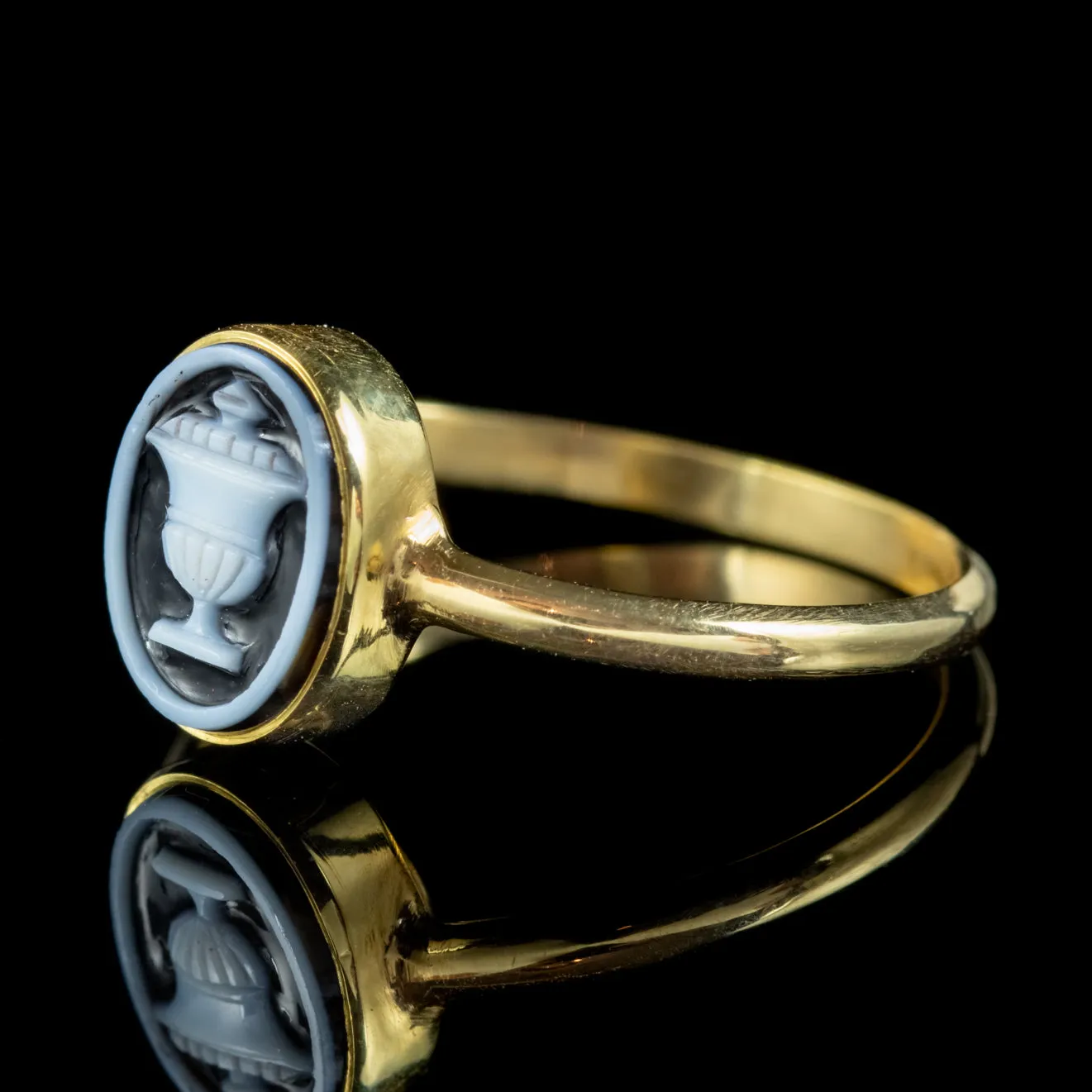 Antique Georgian Memento Mori Hardstone Urn Ring 18ct Gold With Locket Circa 1780