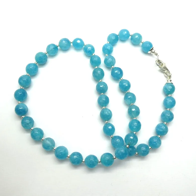 Aquamarine Necklace, Faceted Bead, 925 Sterling Silver Findings