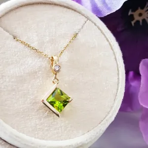 Arizona Peridot Gold Jewelry Princess Drop Pendant
