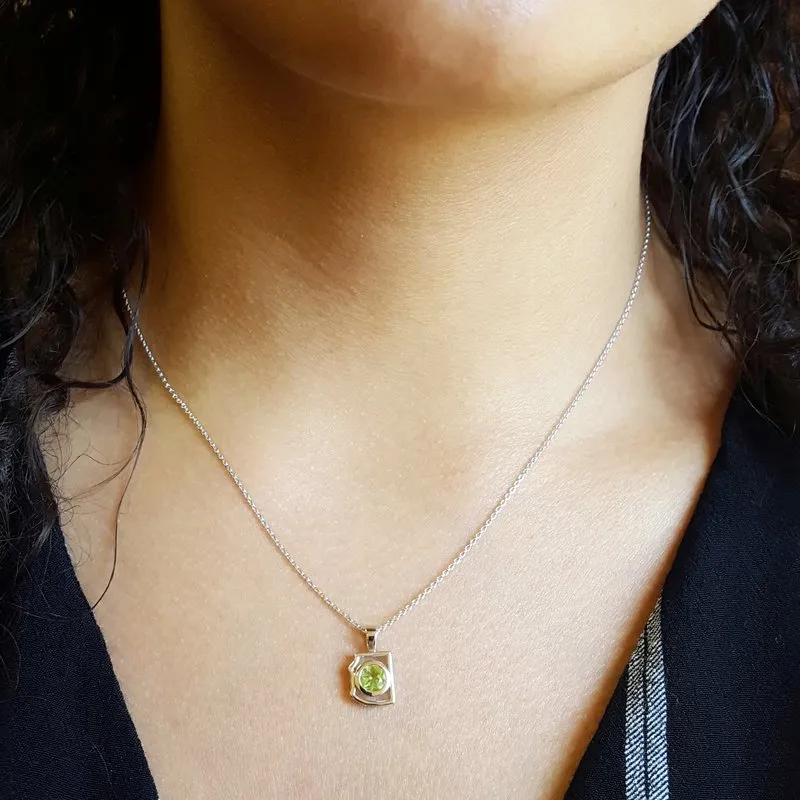 Arizona Peridot Silver Jewelry Peridot Mini AZ State Necklace