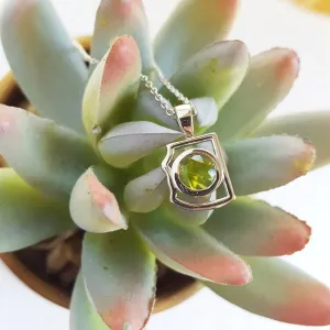 Arizona Peridot Silver Jewelry Peridot Mini AZ State Necklace