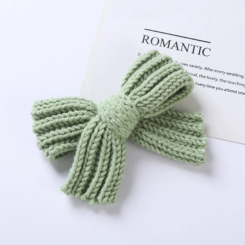 Baby Solid Color Big Knitted Bow Handmade Hairpin by MyKids-USA™