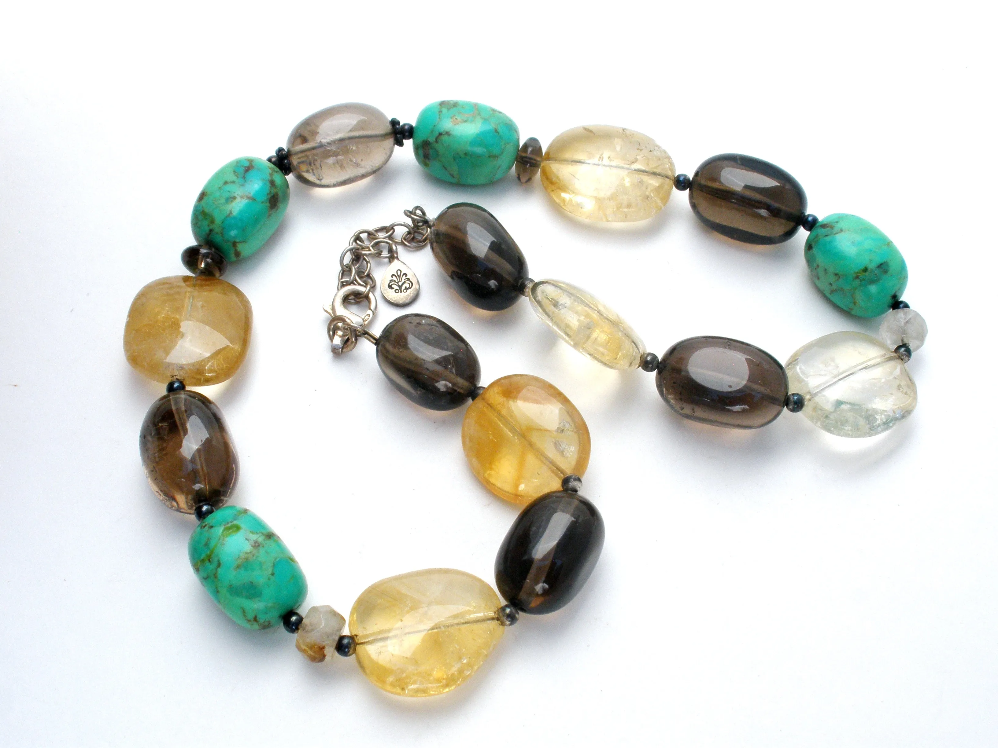 BARSE Turquoise & Smoky Quartz Bead Necklace