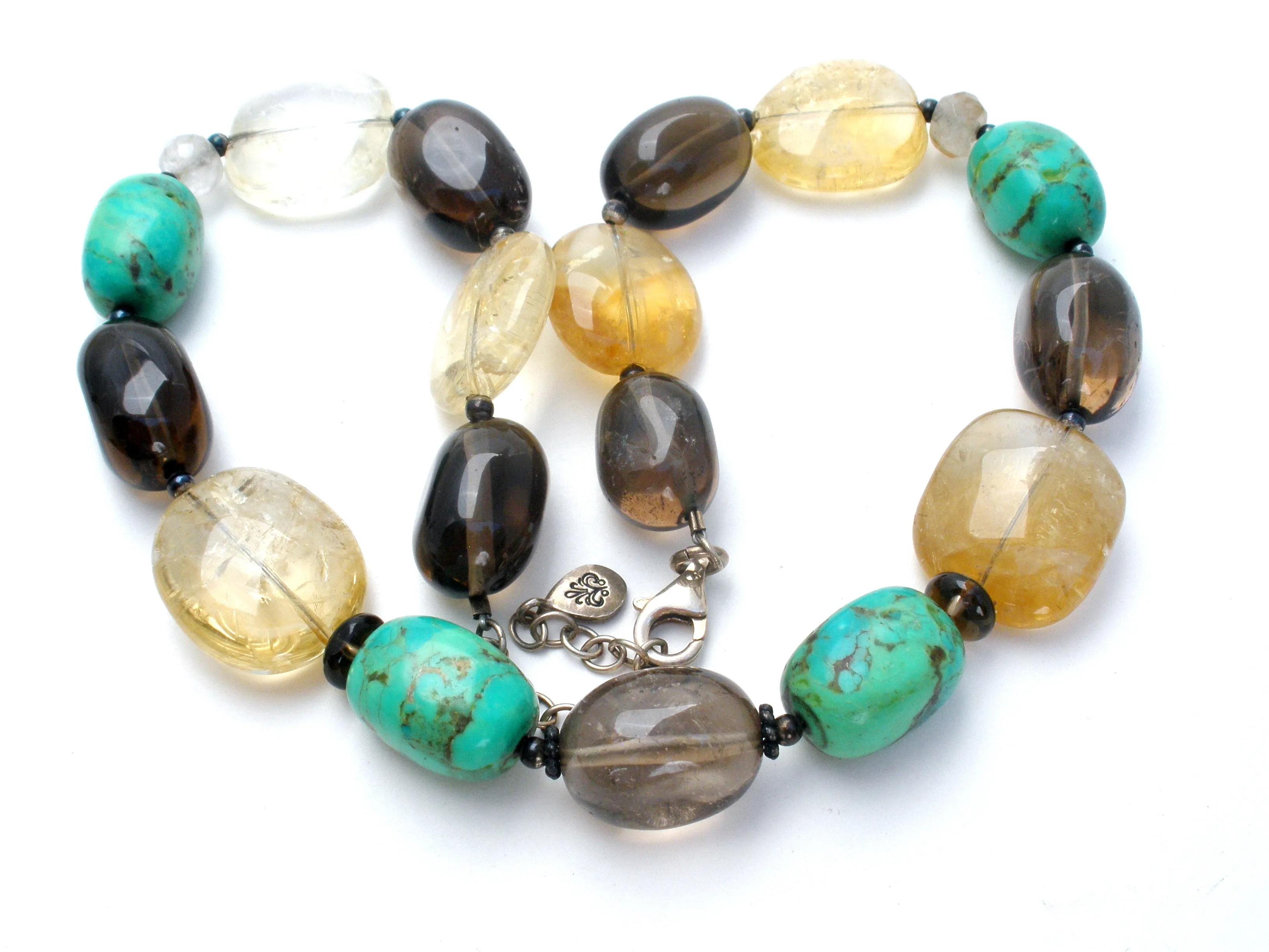 BARSE Turquoise & Smoky Quartz Bead Necklace