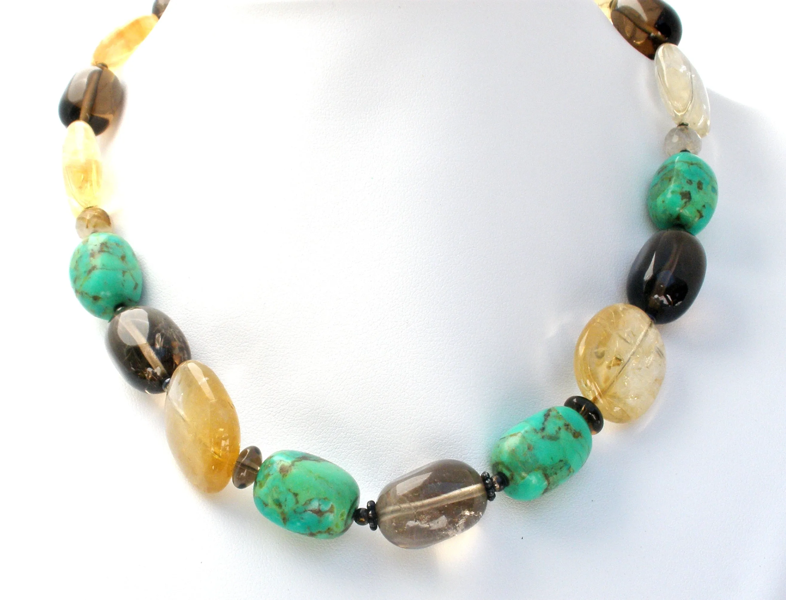BARSE Turquoise & Smoky Quartz Bead Necklace