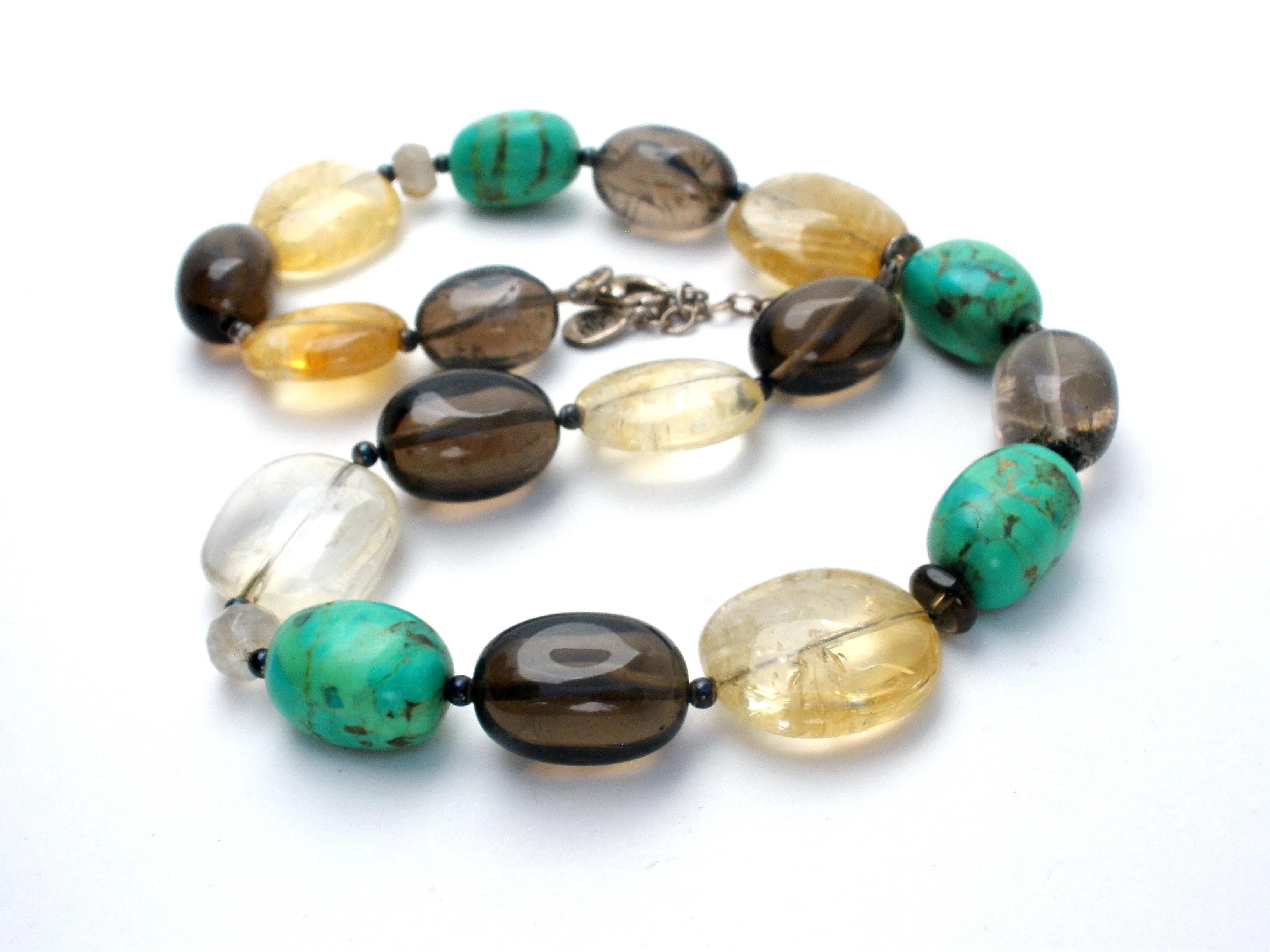 BARSE Turquoise & Smoky Quartz Bead Necklace