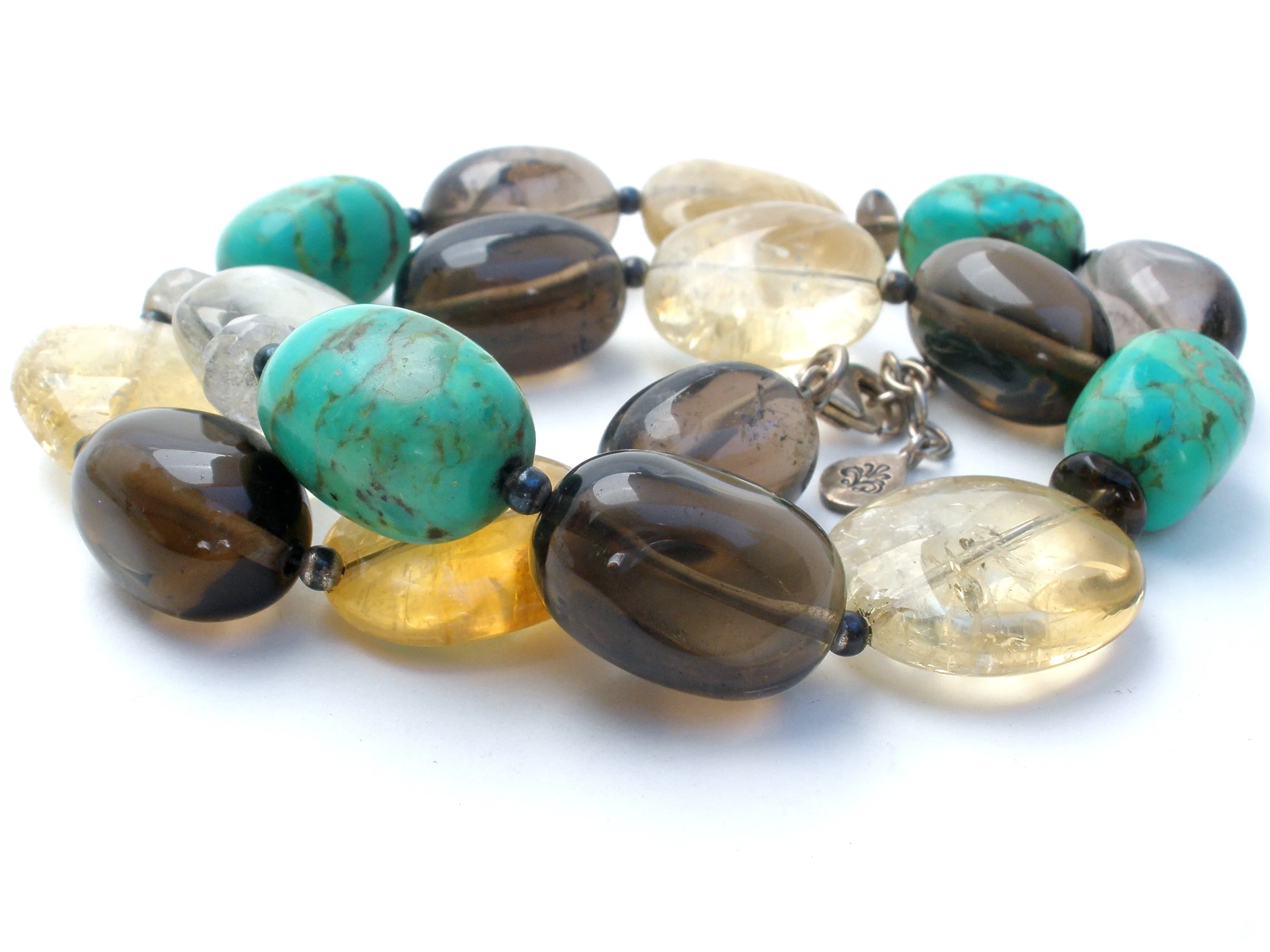 BARSE Turquoise & Smoky Quartz Bead Necklace