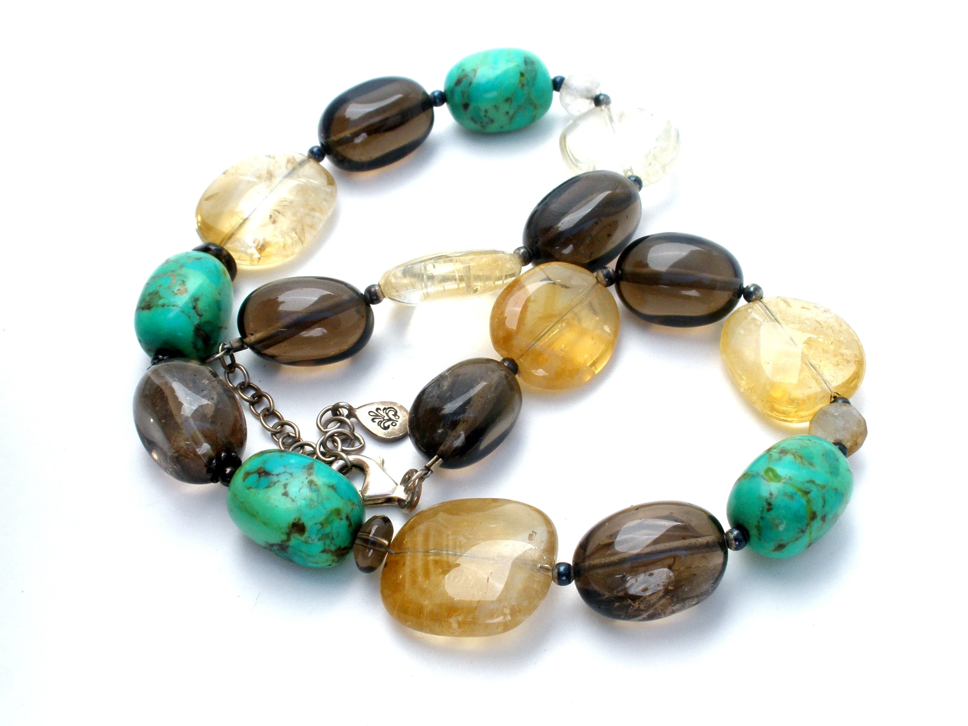 BARSE Turquoise & Smoky Quartz Bead Necklace