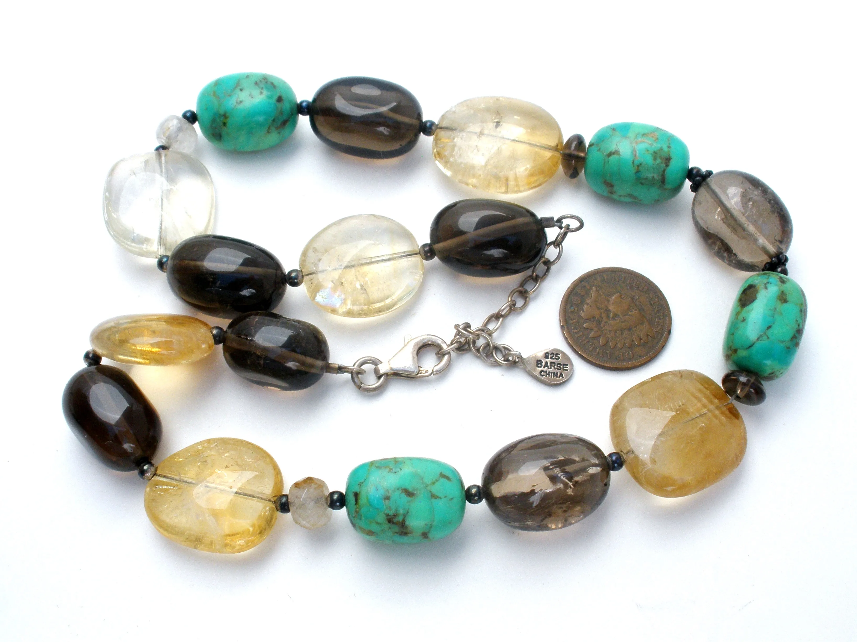 BARSE Turquoise & Smoky Quartz Bead Necklace