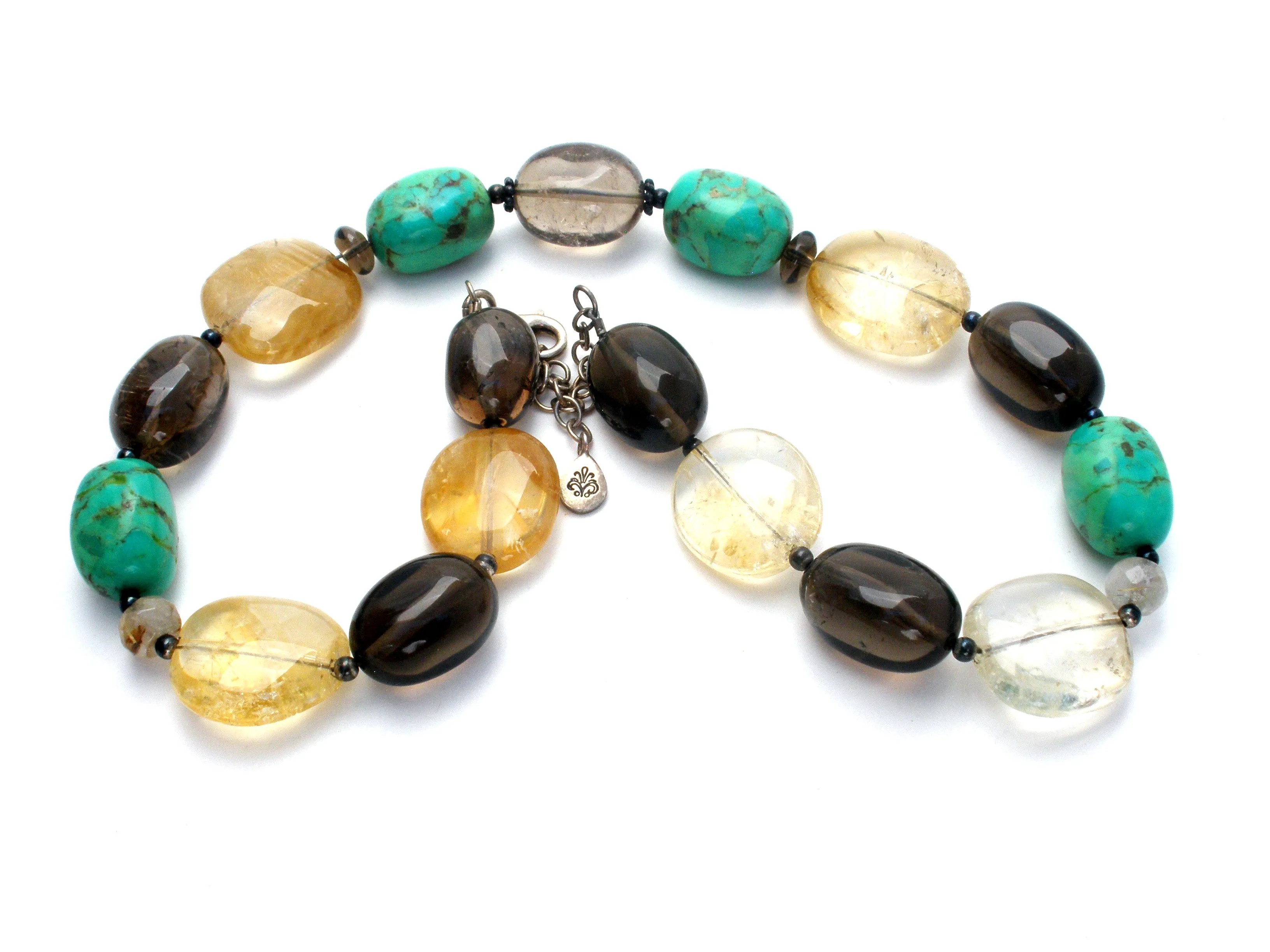 BARSE Turquoise & Smoky Quartz Bead Necklace