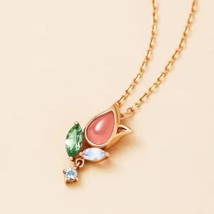 [Birth Flower Jewelry] March - Tulip Necklace (10K Rose Gold)