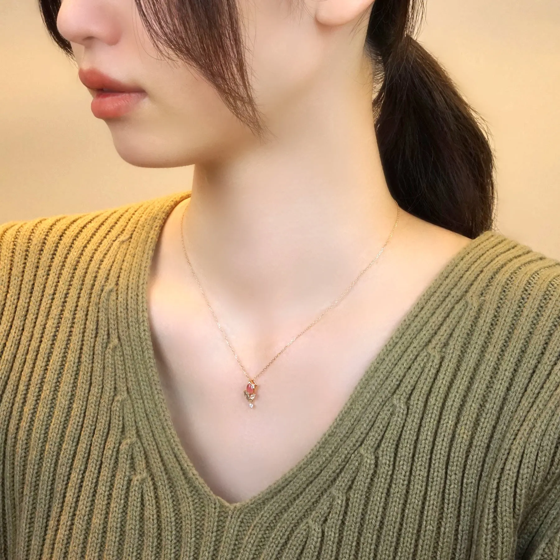 [Birth Flower Jewelry] March - Tulip Necklace (10K Rose Gold)