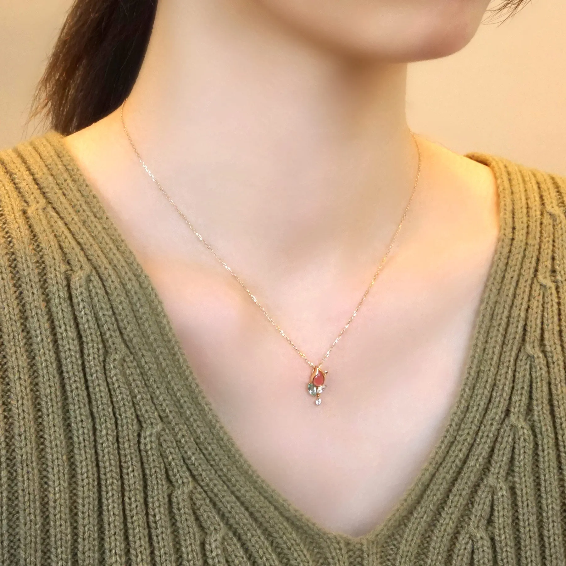 [Birth Flower Jewelry] March - Tulip Necklace (10K Rose Gold)