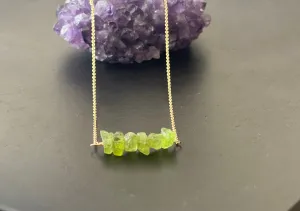 Birthstone jewelry, Peridot necklace, raw gemstone necklace, august birthstone , Minimalist Jewelry