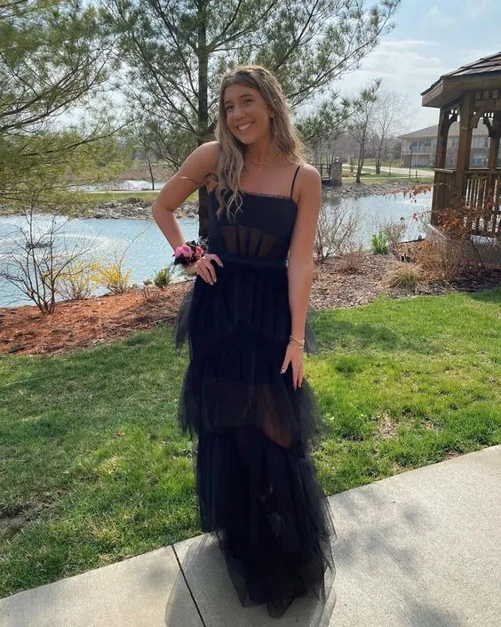 Black Prom Dress Women Sexy Charming Evening Party Dress