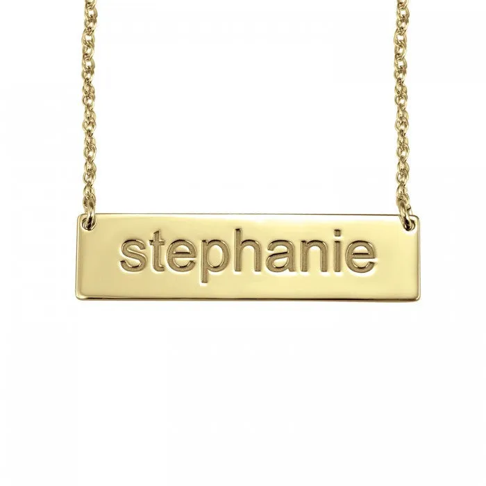 Block Letter Name Bar Necklace