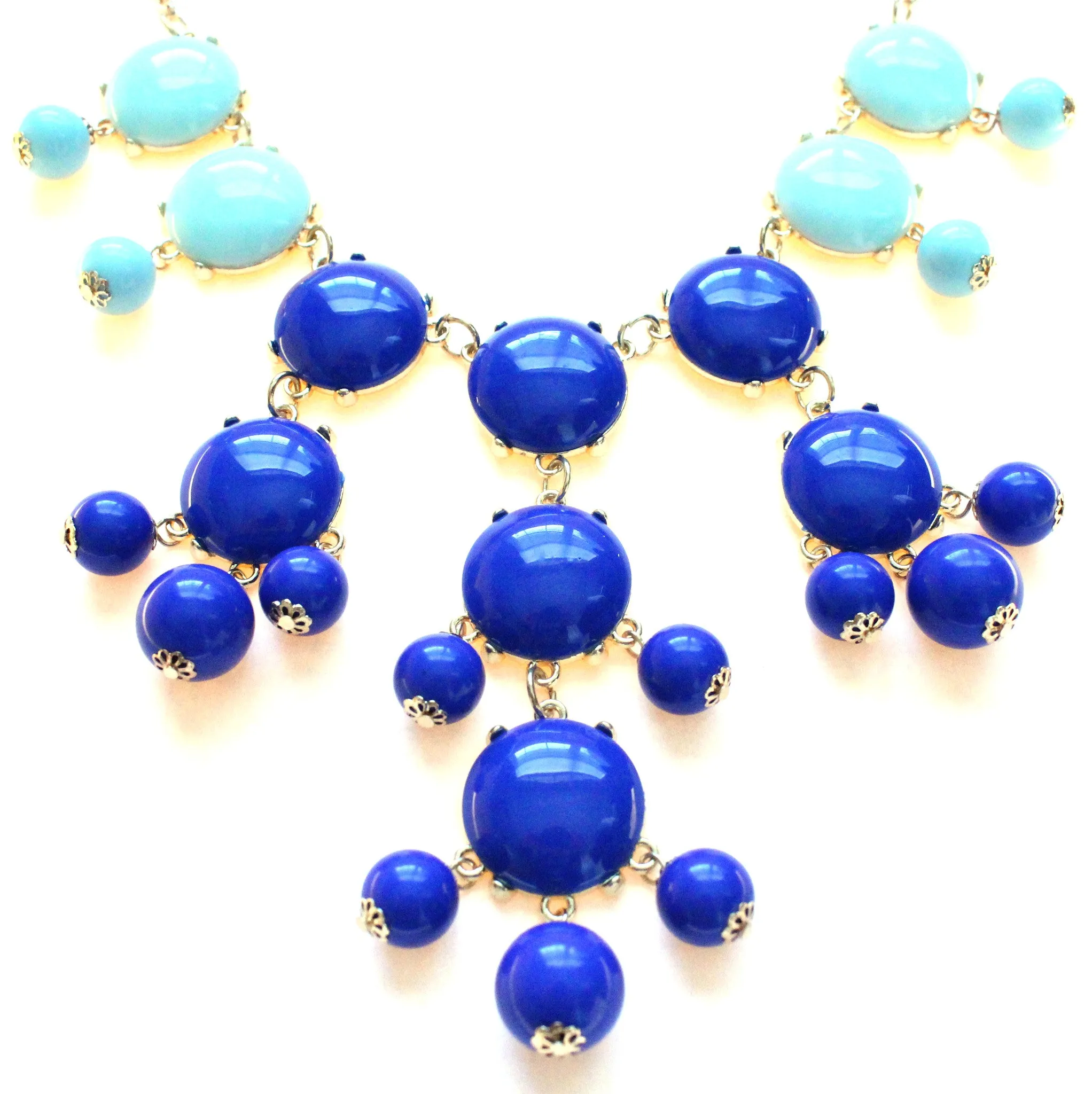 Bubble COLOR-BLOCK Statement Necklace- Royal & Mint