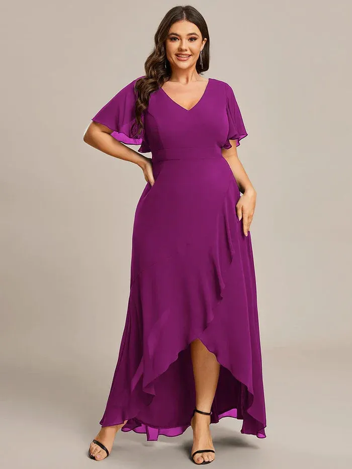 Charming Chiffon Bridesmaid Dress with Lotus Leaf Hemline