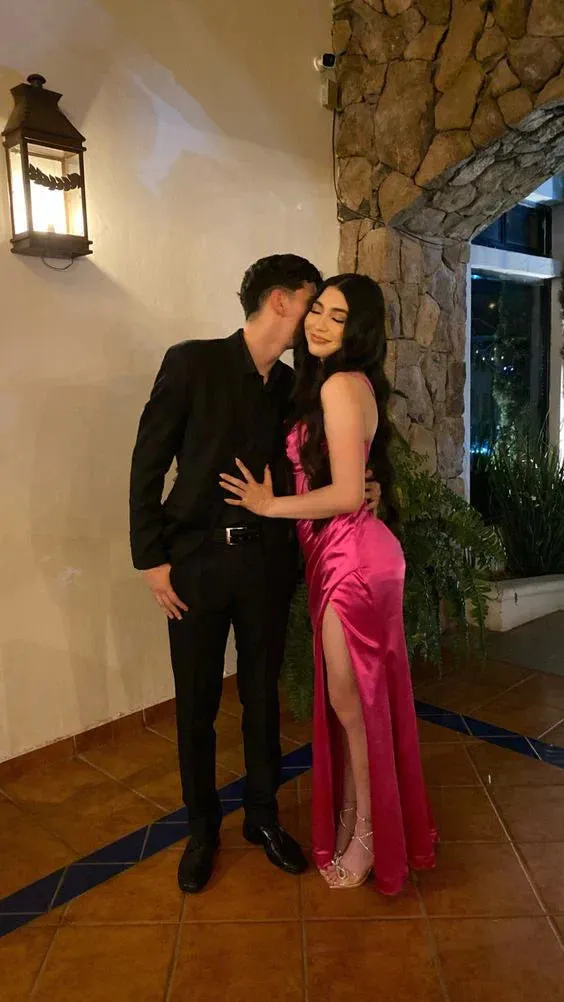 Charming Satin Mermaid Long Party Dress Graduation Dress Evening Dress With Slit