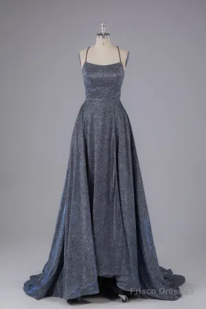 Charming Spaghetti Straps Open Back Sweep Train Prom Dress