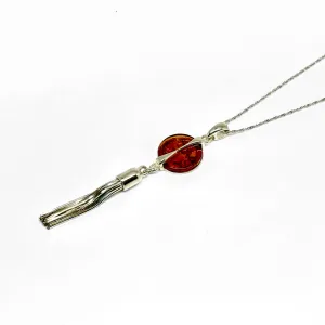 Cognac Color Baltic Amber Pendant Necklace