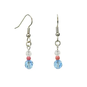 Crystal, Pink and Aqua Silver Dangle Earrings