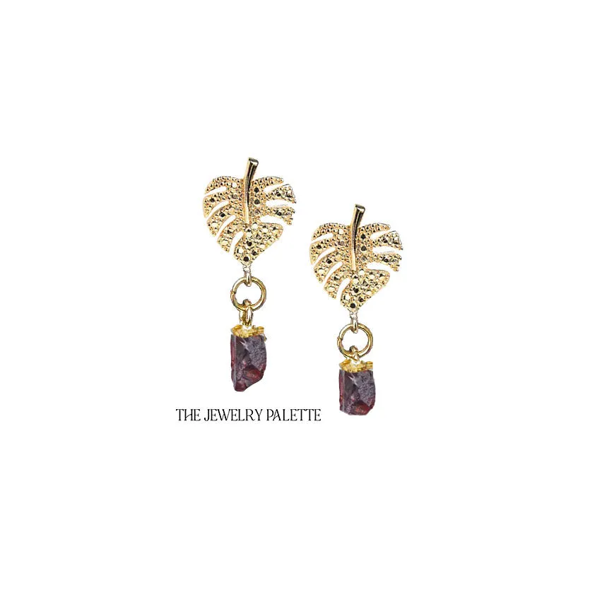 Dania gold leaf with gold edged turquoise drop earrings