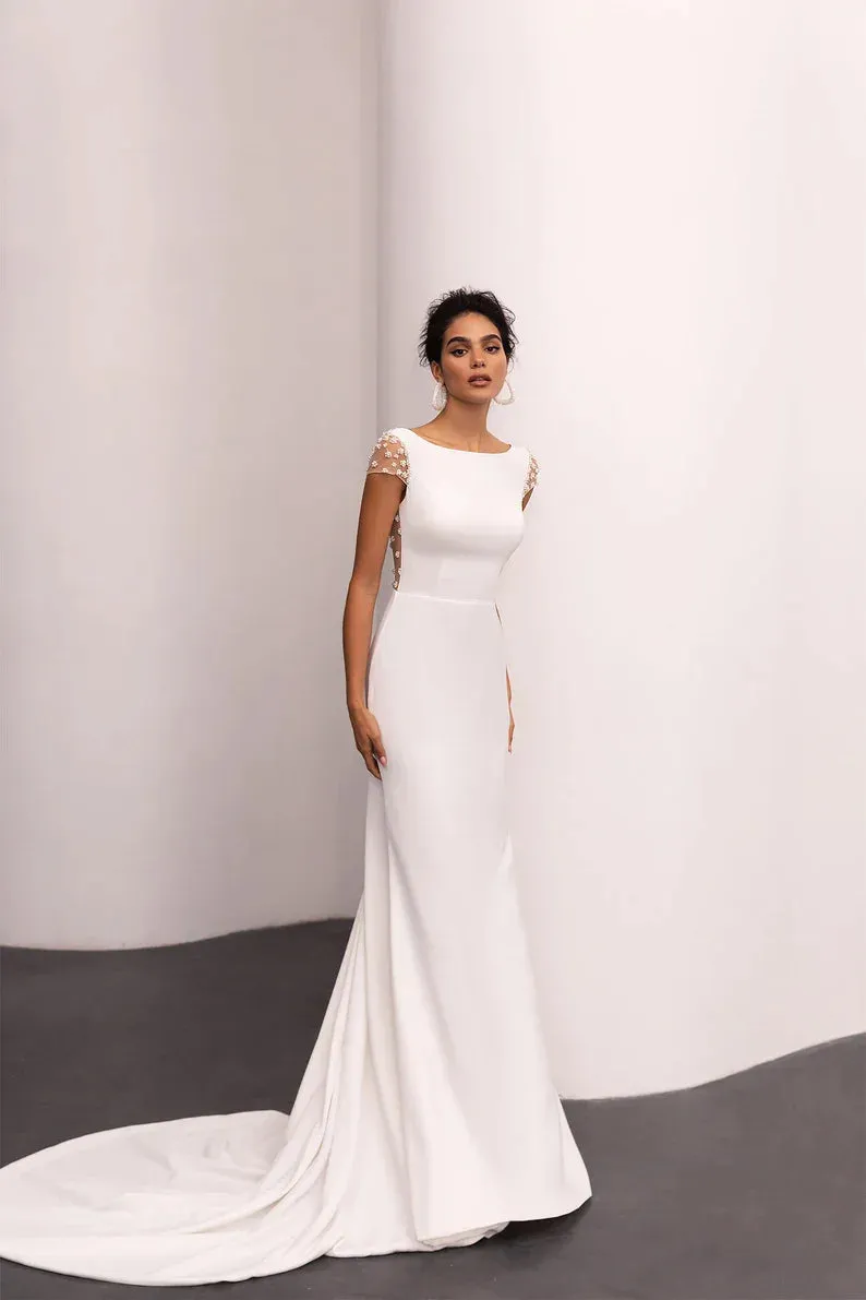 Dress Wholesale Elegant Mermaid Satin Long Wedding Dress Charming Bridal Gown