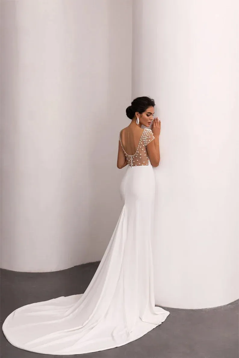 Dress Wholesale Elegant Mermaid Satin Long Wedding Dress Charming Bridal Gown