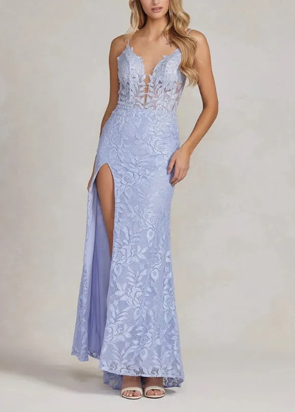 Dress Wholesale Lavender Lace Long Prom Dress Charming Evening Party Dress With Slit