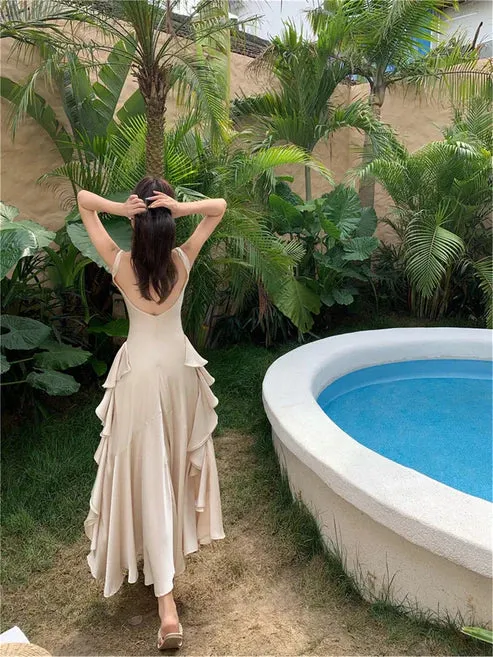 Elegant Backless Vintage Prom Dress Charming Evening Party Dress Formal Dress With Slit