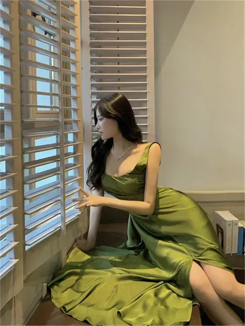 Elegant Backless Vintage Prom Dress Charming Evening Party Dress Formal Dress With Slit