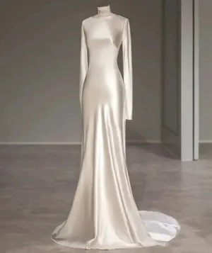 Elegant Ivory Long Sleeves Backless Formal Party Dress Charming Evening Dress