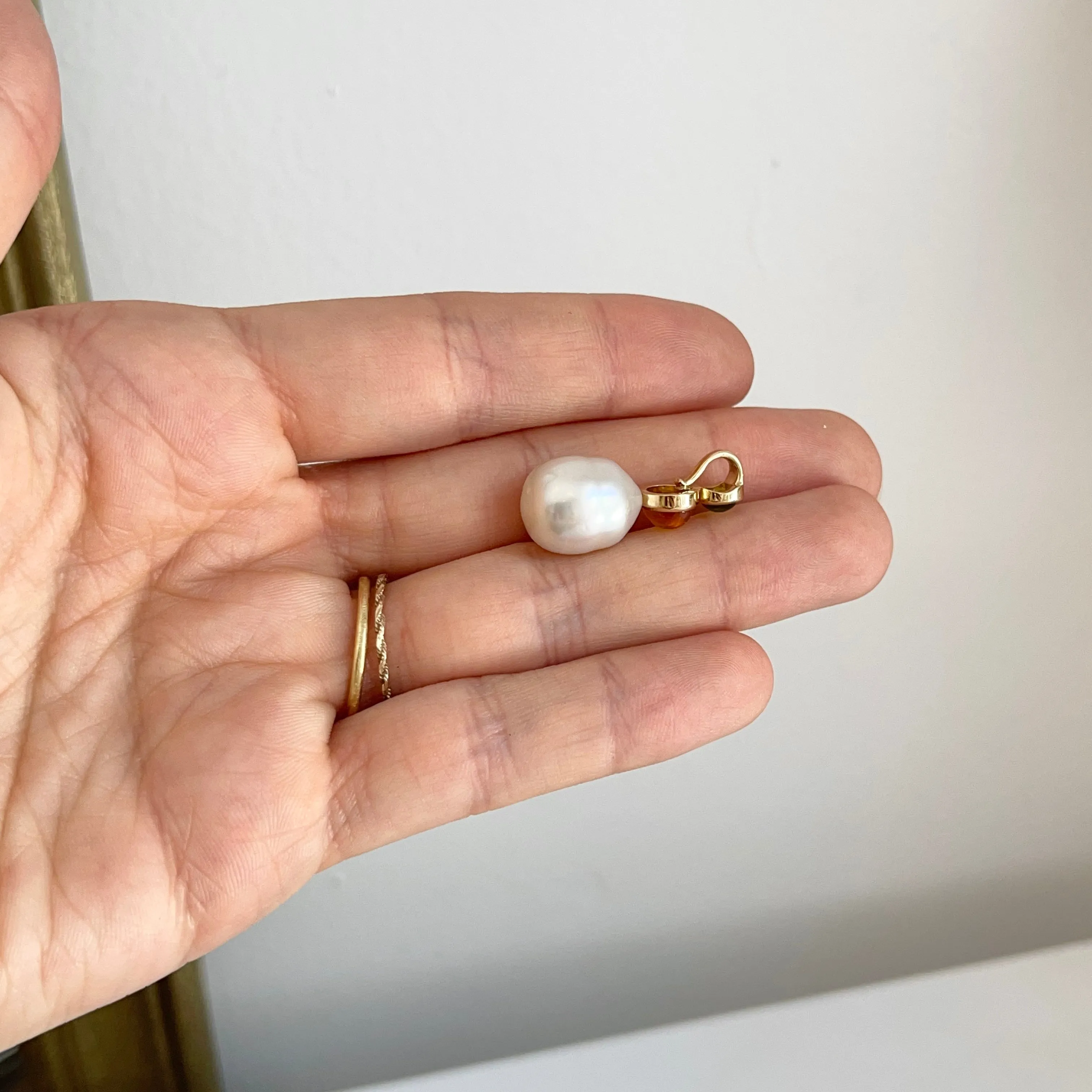 Estate 14KT Yellow Gold Peridot, Citrine,   Paspaley Pearl Pendant Slide
