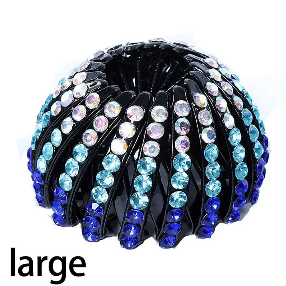 Expandable Retro Birds Nest Shaped Hair Claws With Rhinestone Accessory